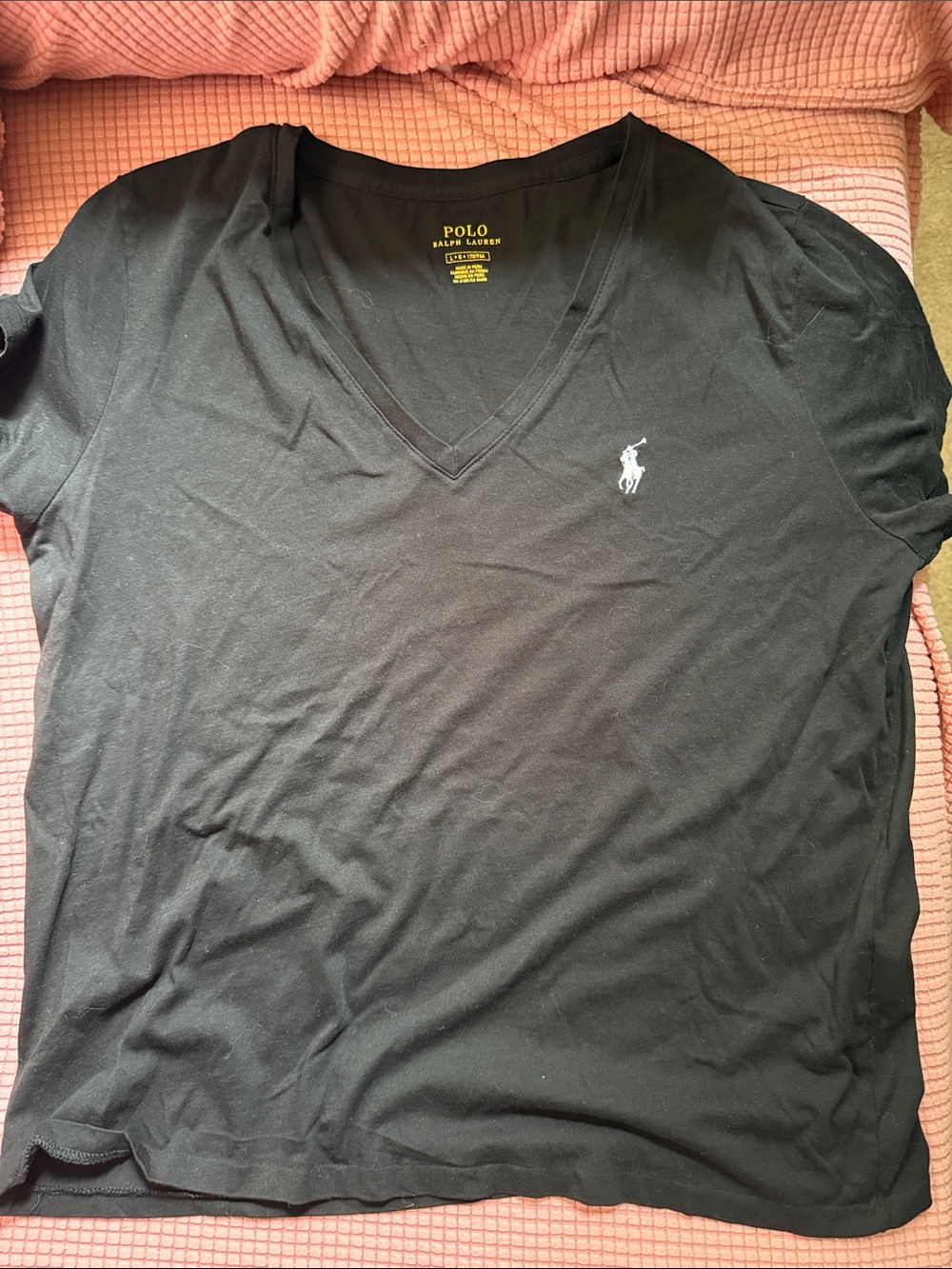Polo by Ralph Lauren Black V-Neck Tee with White Pony